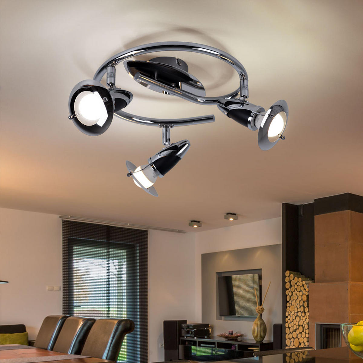 LED DECKENLEUCHTE Holz Silber schwenkbar - Silberfarben, Holz (30/30/17.5cm) - Globo Lighting