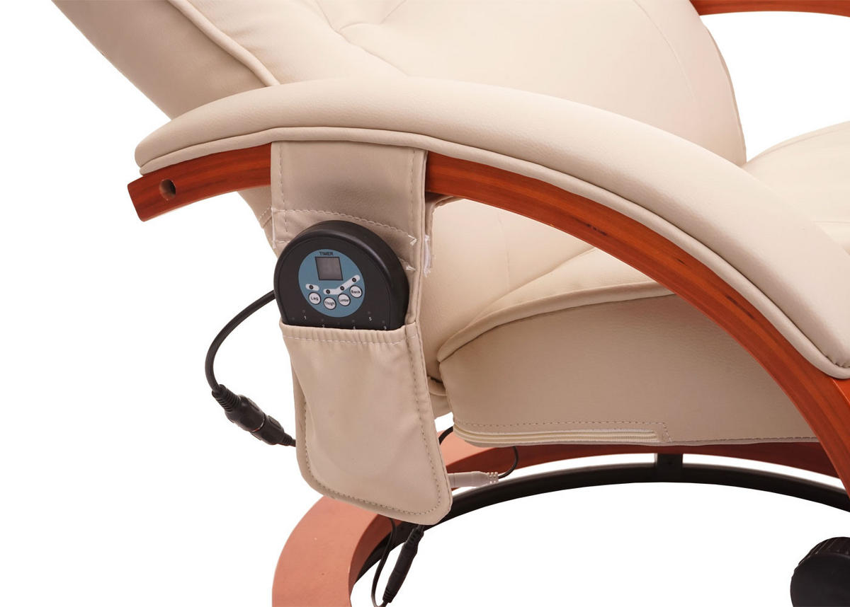 MASSAGESESSEL inkl. Fußhocker bequem und gemütlich HxBxT 98x66x89cm Kunstleder Weiß-Creme - Creme, Kunststoff (66/98/89cm) - BERLINLODGE