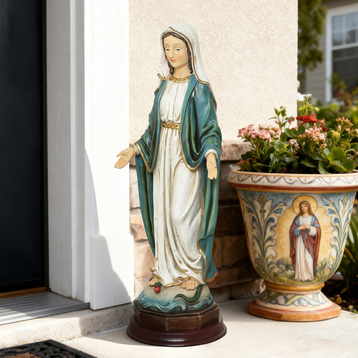 STANDSKULPTUR Heilige Maria, große Gebetsstatue | B24.5 x T20.5 x H63.5 cm - Multicolor, Kunststoff (24.5/63.5/20cm) - Hometopia