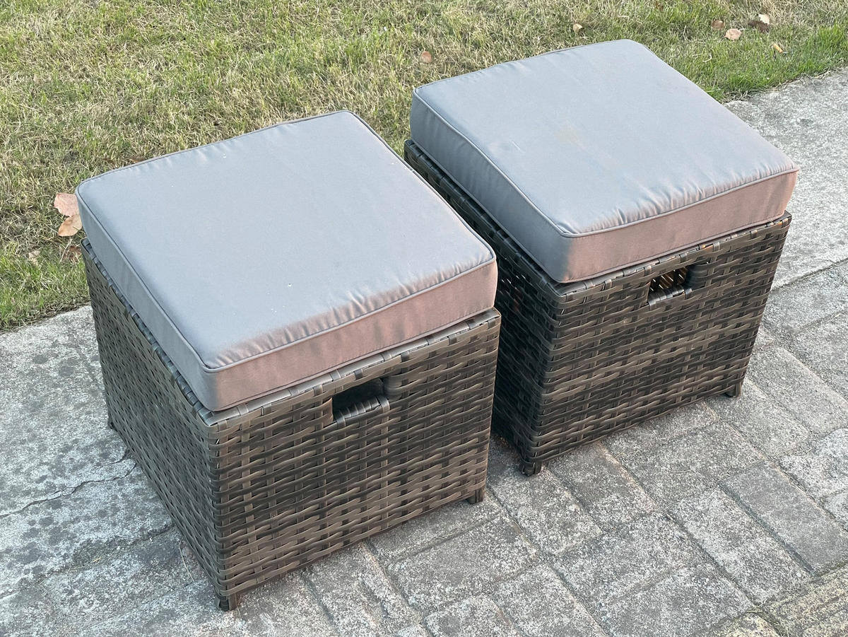GARTENSOFA SET Polyrattan Dunkelgrau 8-Sitzer - Dunkelgrau, Metall - Fimous
