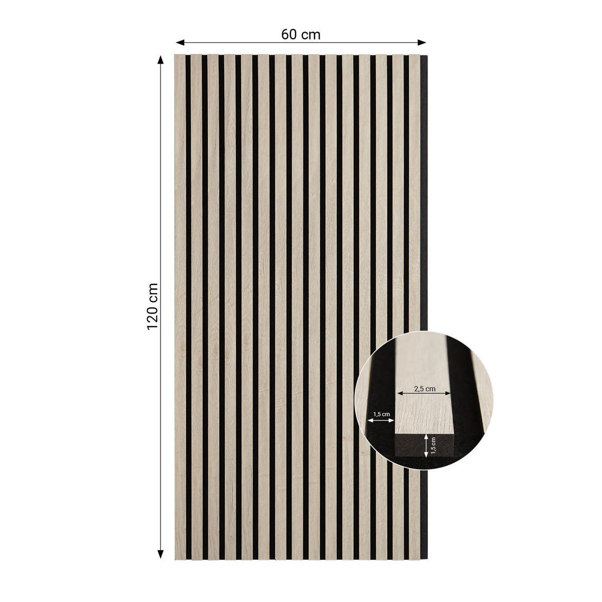 AKUSTIKPANEEL 60/120 cm 1 Stück Grau - Grau, Holz (60/120/2cm) - Homestyle4u