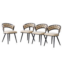 ARMLEHNSTUHL-SET DE-36781 4 Stück mit Samtbezug und schwarzen Metallbeinen Beige - Beige, Metall (57/78/64cm) - ComfortXL
