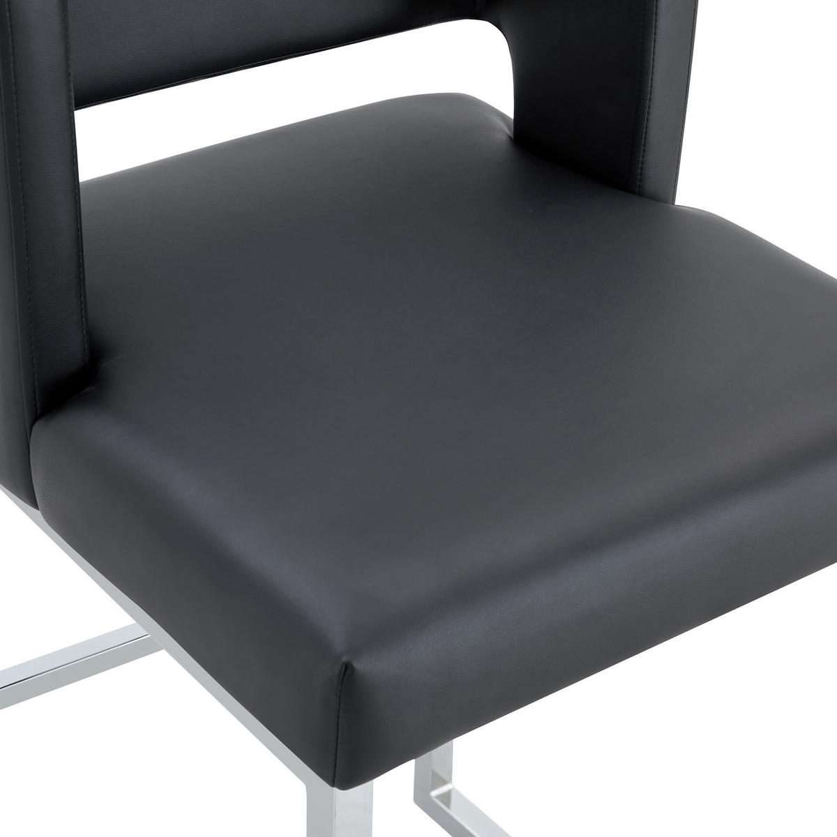 BARHOCKER 2er-Set Schwarz & Silber mit PU-Leder im quadratischen Design - Schwarz, Metall (48/91.4/53.3cm) - PANGIVO