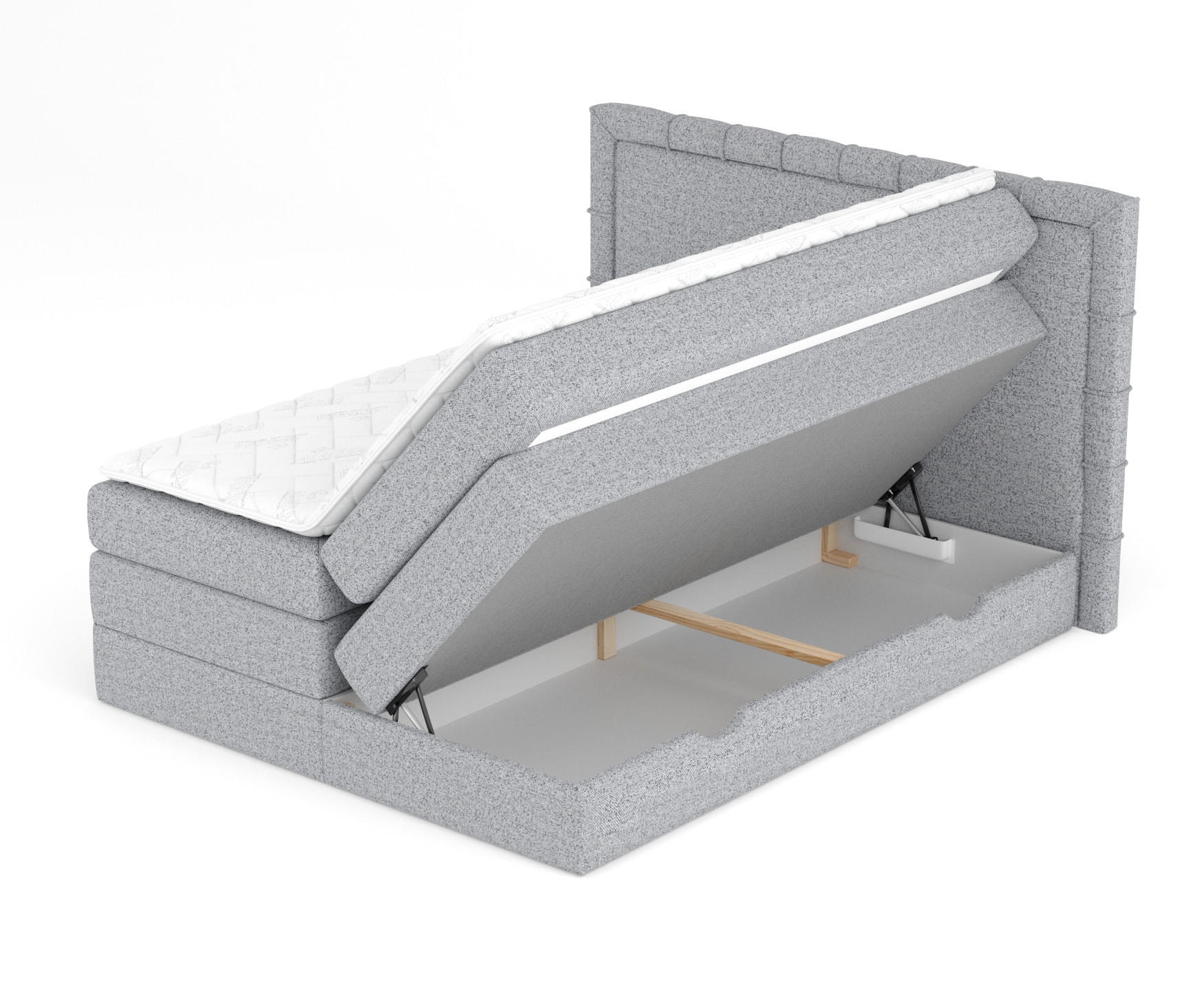 Thumbnail - Maison de Reve Boxspringbett, Grau, Textil, Buche, Kiefer, H3, Höhe ca. 37 cm, 180x200 cm, FSC 100%, Made in EU, Oeko-Te...