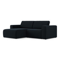 ECKSOFA Links Samt Stoff Blau - Blau/Schwarz, Kunststoff/Textil (167/224cm) - Makamii