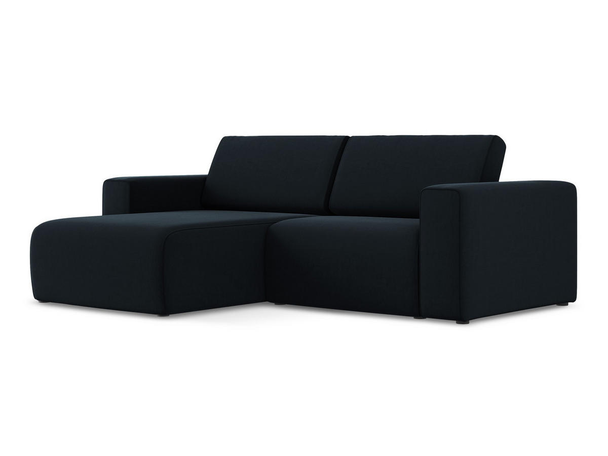 ECKSOFA Links Samt Stoff Blau - Blau/Schwarz, Kunststoff/Textil (167/224cm) - Makamii