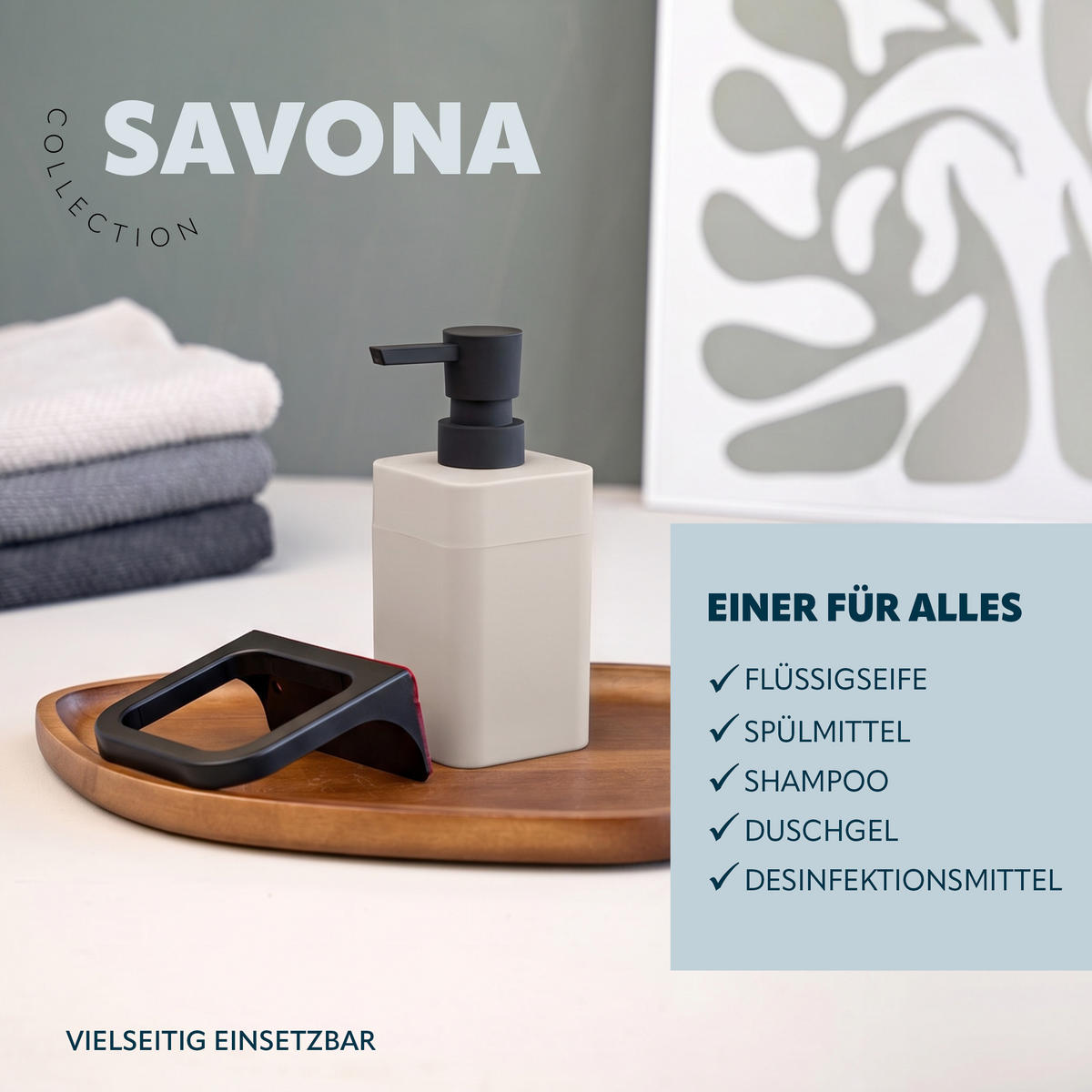 SEIFENSPENDER SAVONA Softtouch, beige, eckig - Beige, Kunststoff (9/15.5/10cm) - bremermann