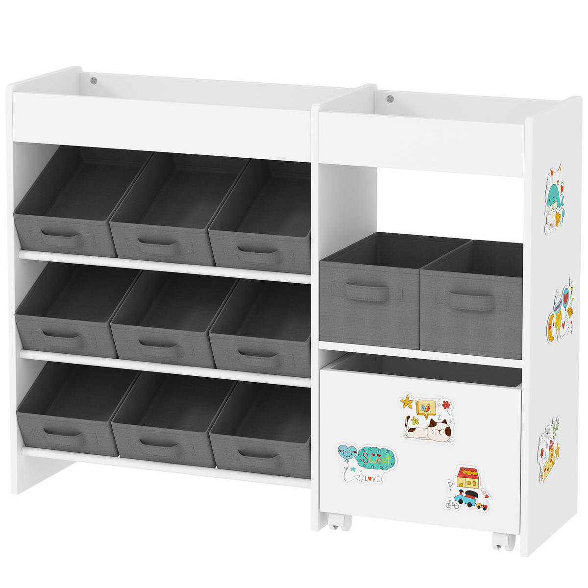 KINDERREGAL DE-17252 11 Aufbewahrungsboxen & Schrankfach Weiß - Weiß, Naturmaterialien (105/80/30cm) - ComfortXL