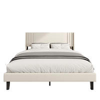 POLSTERBETT 160/200 cm Beige mit gepolstertem Kopfteil - Beige, Holz (160/200cm) - SHOPENTRA