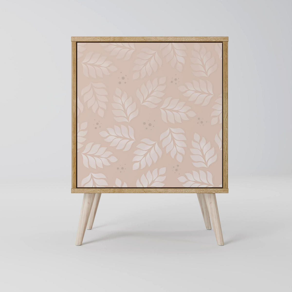 SIDEBOARD LEAVES ON BEIGE, Grau, 57,5x42x57,5 cm, Ohne Füße - Multicolor/Grau, Holzwerkstoff (57.5/57.5/42cm) - SpaceRebels