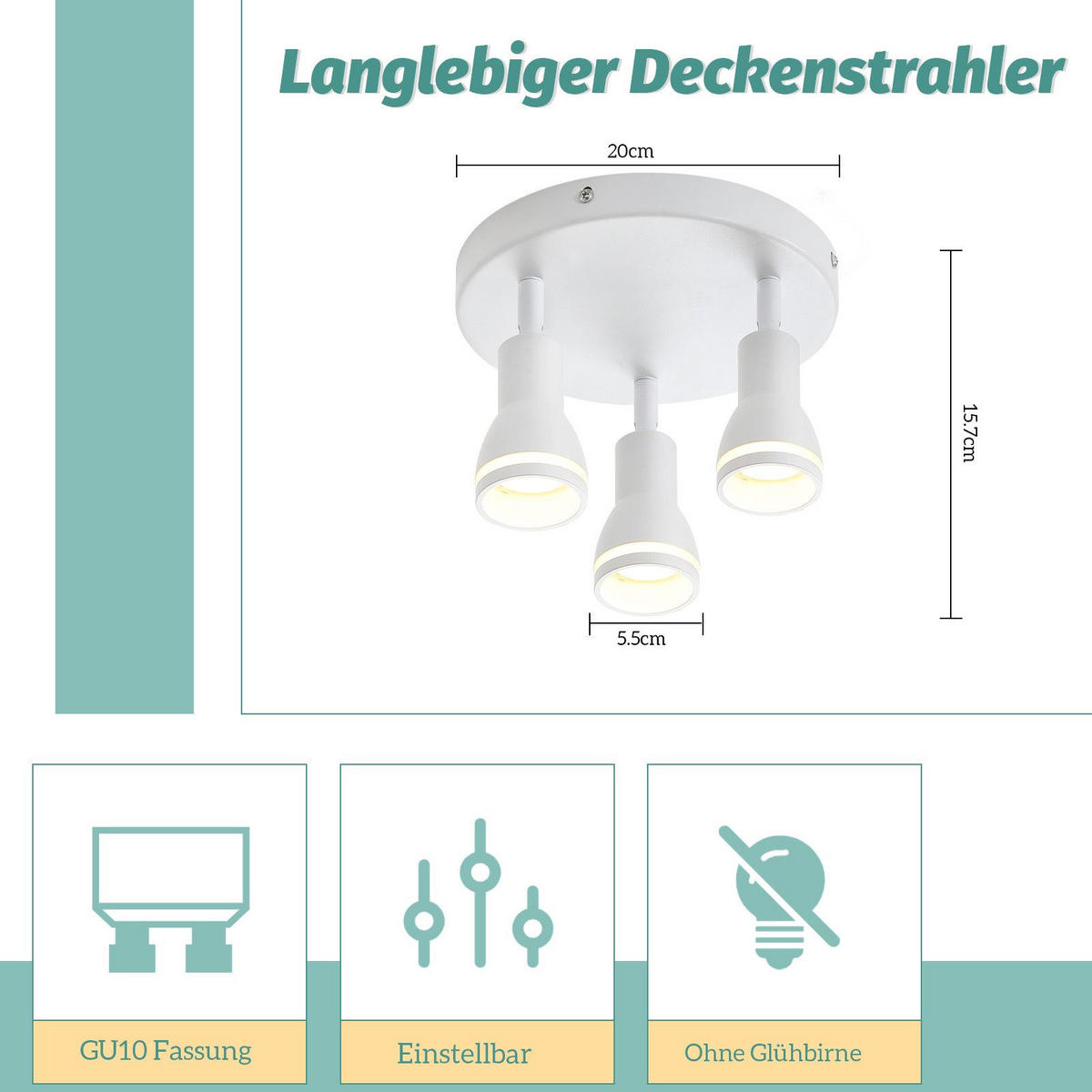 DECKENLEUCHTE Macadam 20/20/15.7cm - Weiß, Metall (20/20/15.7cm) - Nettlife