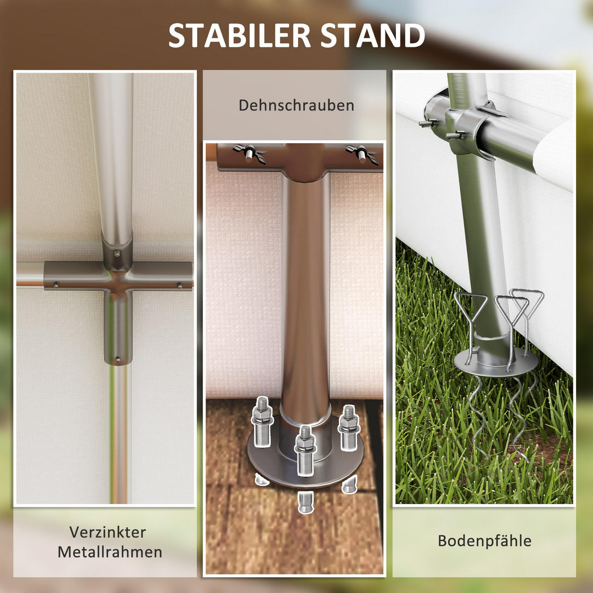 GERÄTEHAUS mit Satteldach und Türen - Hellgrau, Metall (300/255/447cm) - Outsunny