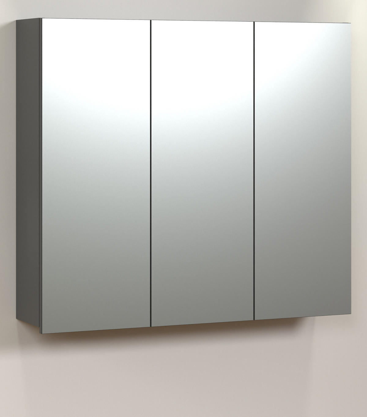 SPIEGELSCHRANK grau 90 cm, Badschrank 3-türig - Klar/Anthrazit, Glas/Holzwerkstoff (90/80/20cm) - Top.Furn