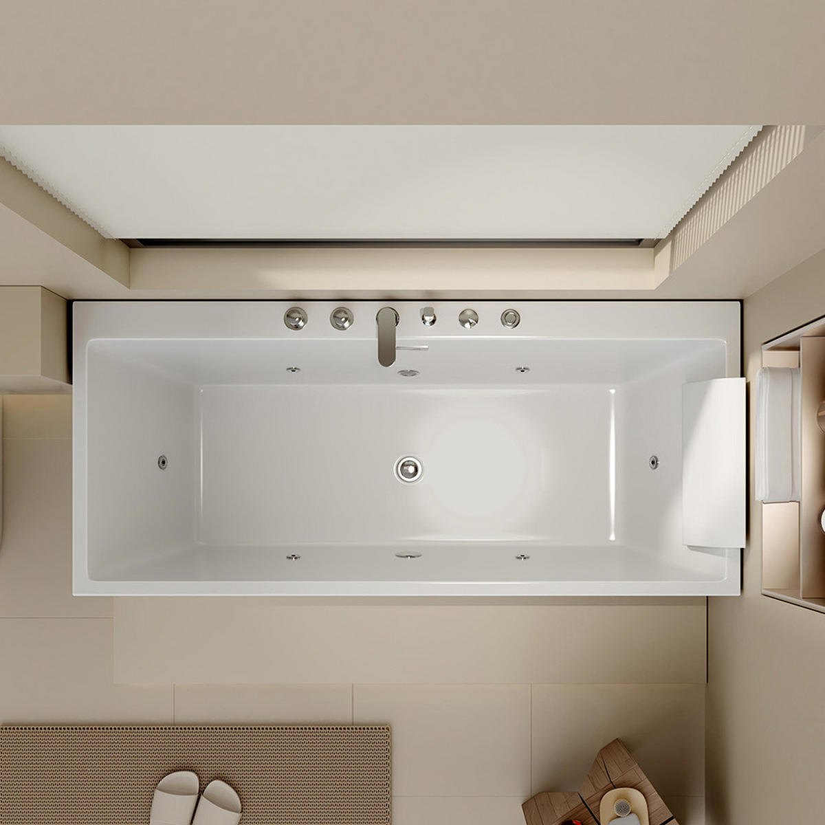 BADEWANNE AMBER - Ausführung: Mit Whirlpool Funktion - Weiß, Kunststoff (58/80/170cm) - Home Deluxe