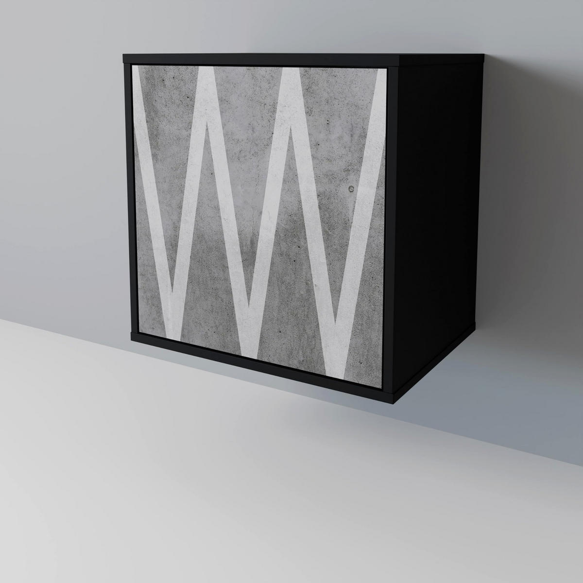SIDEBOARD SOLID ZIG ZAG, Schwarz, 57,5x42x70,5 cm, Schwarze Metall-Sternfüße - Multicolor/Schwarz, Holzwerkstoff/Metall (57.5/70.5/42cm) - SpaceRebels