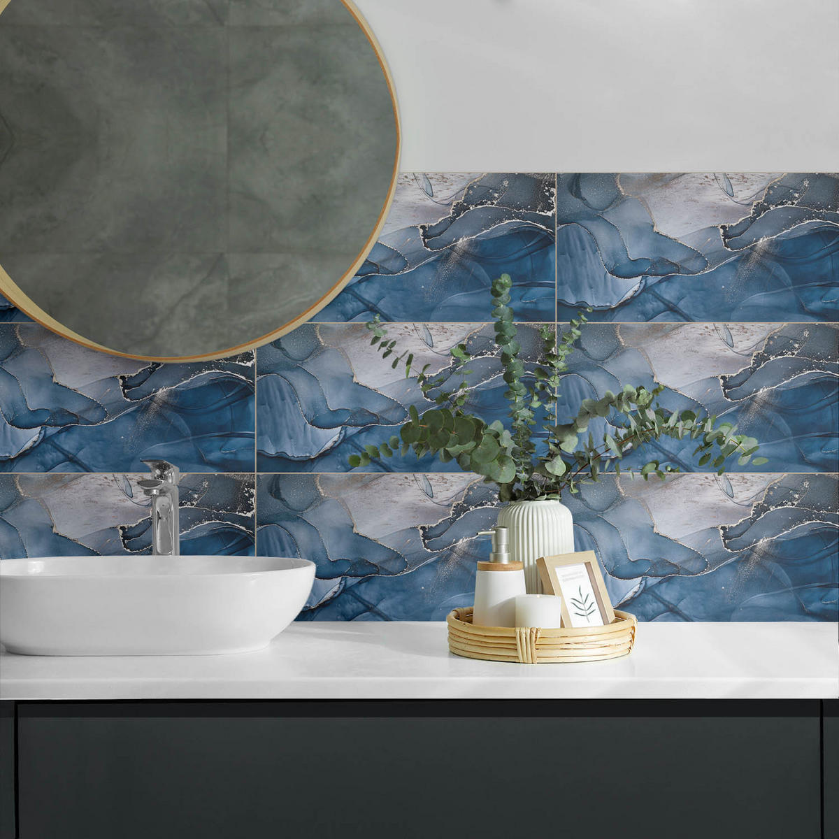 WANDPANEEL 10x 40x20 cm selbstklebend Aurora - Blau, Kunststoff (20/1.6/40cm) - Wallfluent