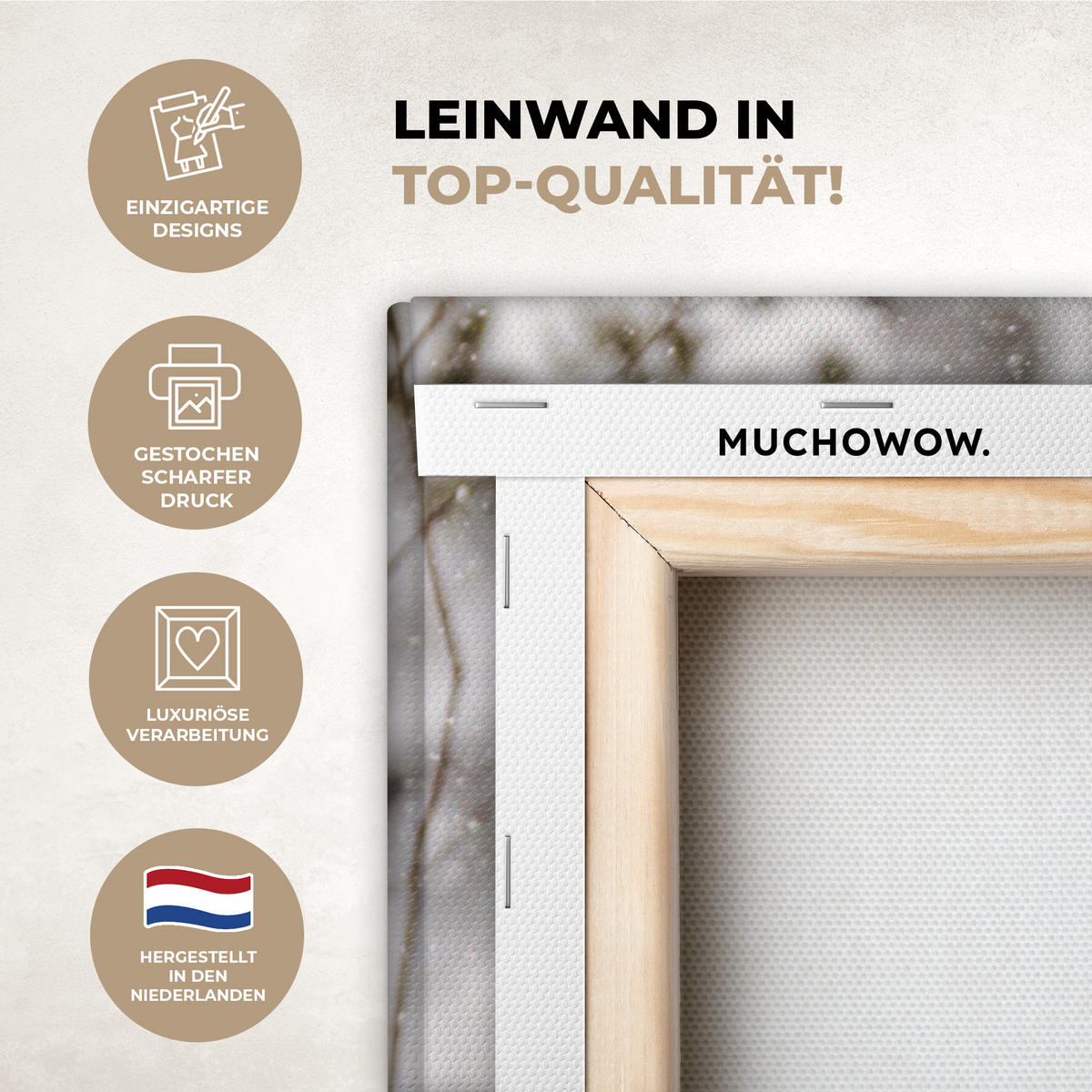 LEINWANDBILD Wolf - Winter - Schnee - Natur - Tiere 50x50 cm - Haselnussfarben, Textil (50/50cm) - MuchoWow