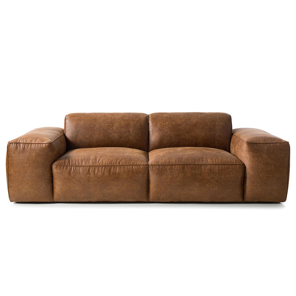 BIGSOFA - Antiklederlook - Cognac, Textil (254/75/95cm) - home24