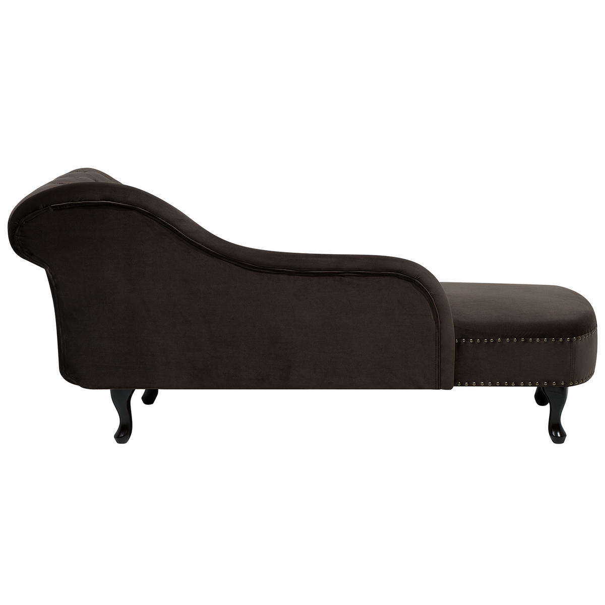 CHAISELONGUE Samtstoff dunkelbraun rechtsseitig Nimes - Braun, Textil (170/79/61cm) - Beliani