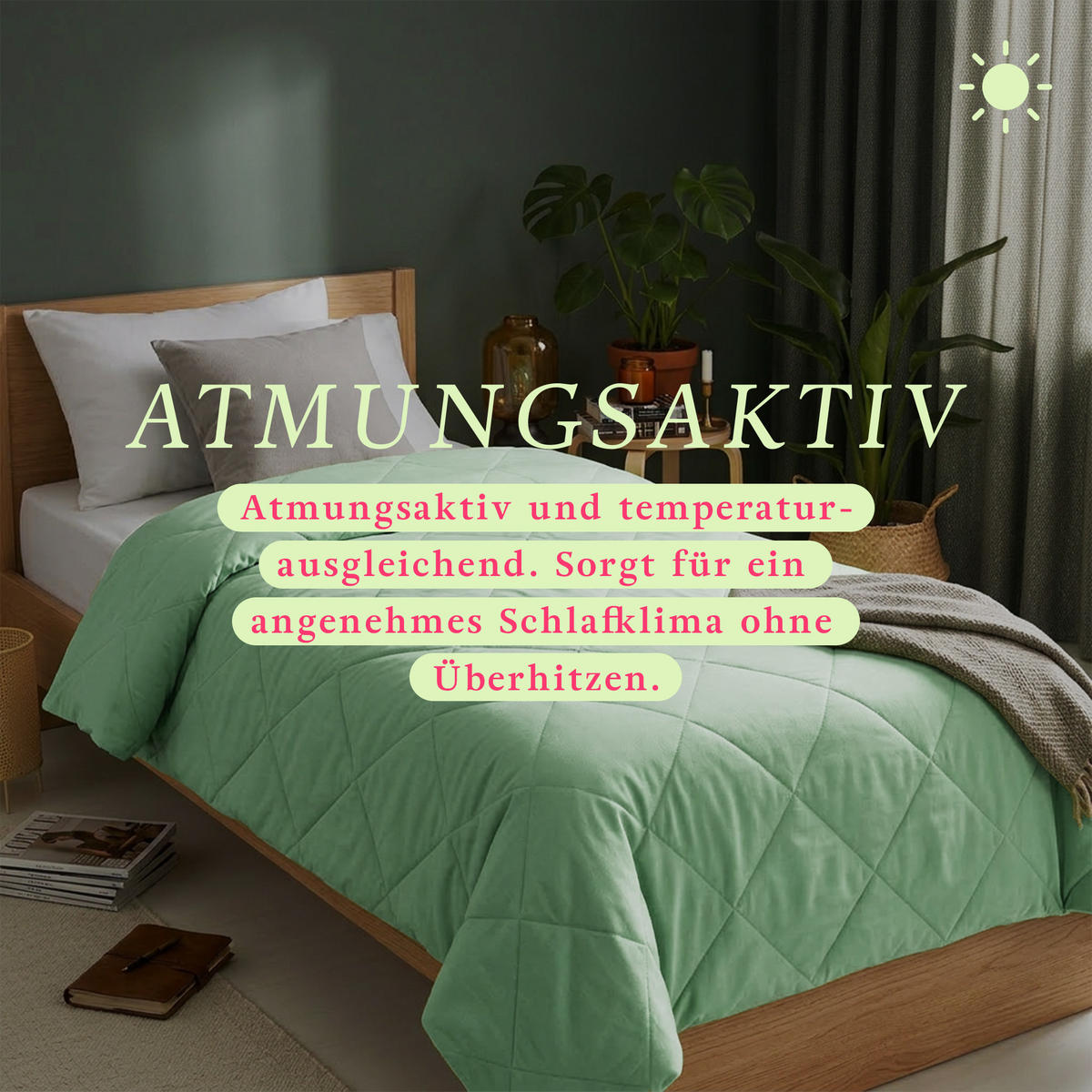 SOMMERBETT Steppbett leicht Mint 200x200 cm - Mintgrün, Textil (200/200cm) - Bestlivings