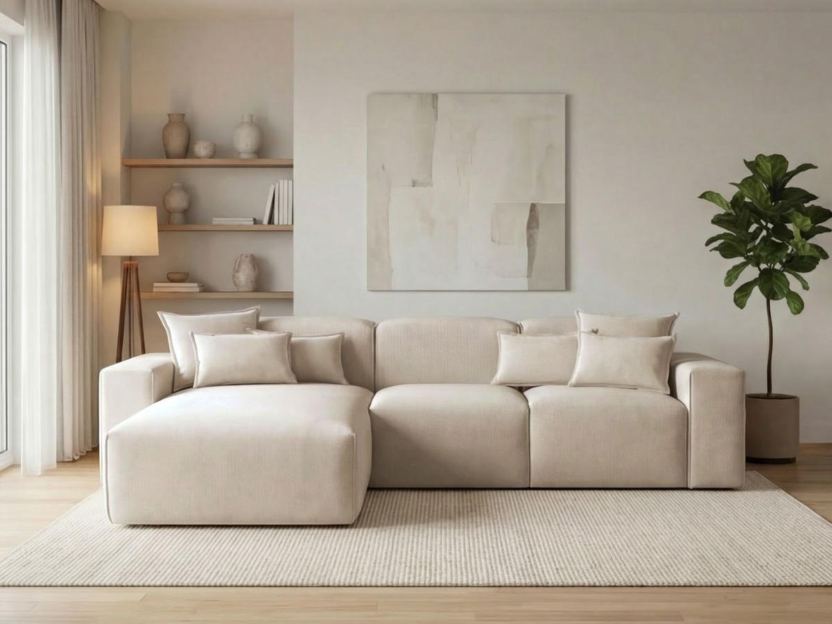 ECKSOFA Leni Beige Links - Beige, Holz/Textil (265/180cm) - Graingold