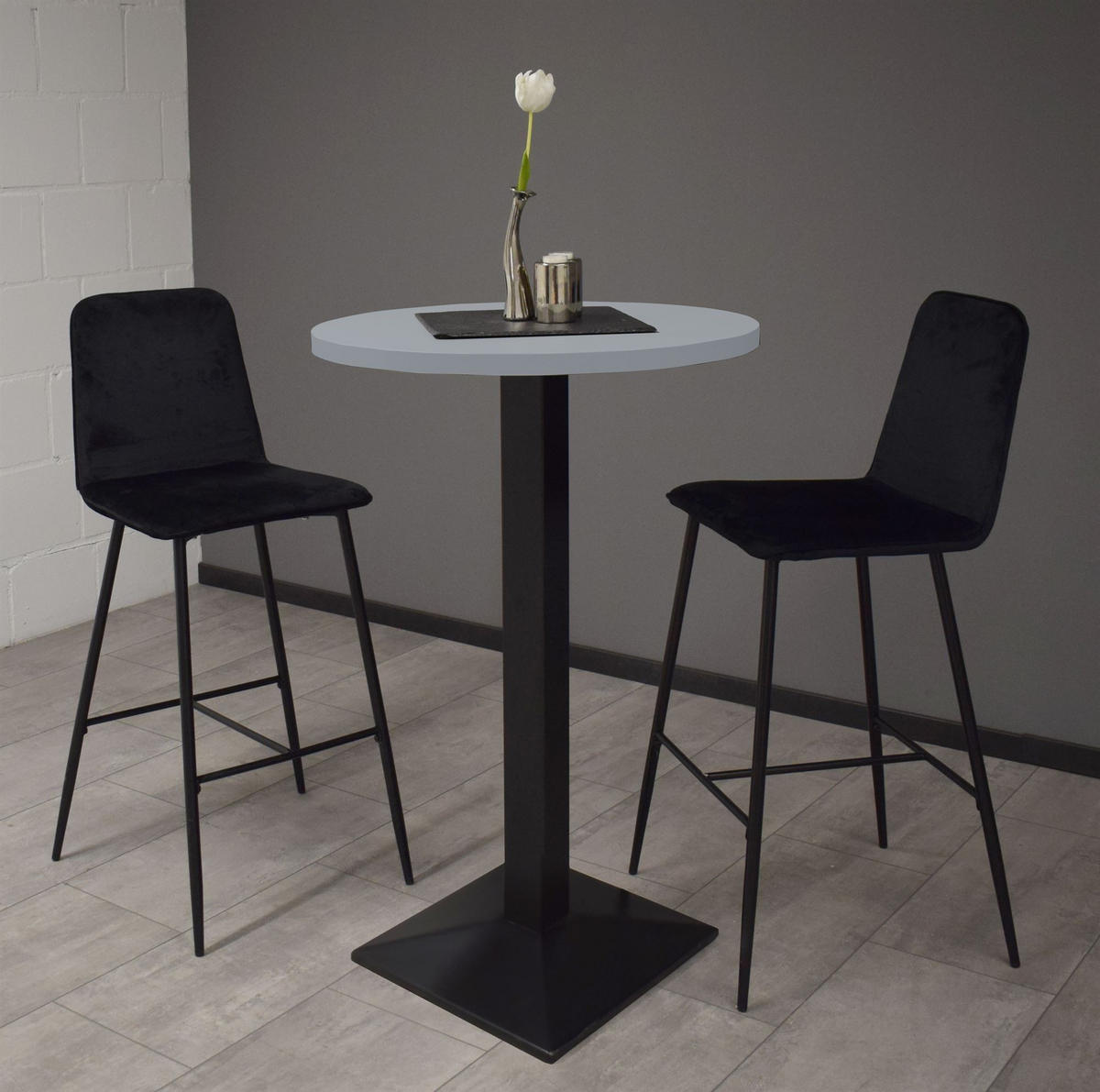 TRESENTISCH rund Eleanore 70 cm schwarz matt/aqua matt lack - Blau, Metall (70/70/106cm) - 58aufmkessel