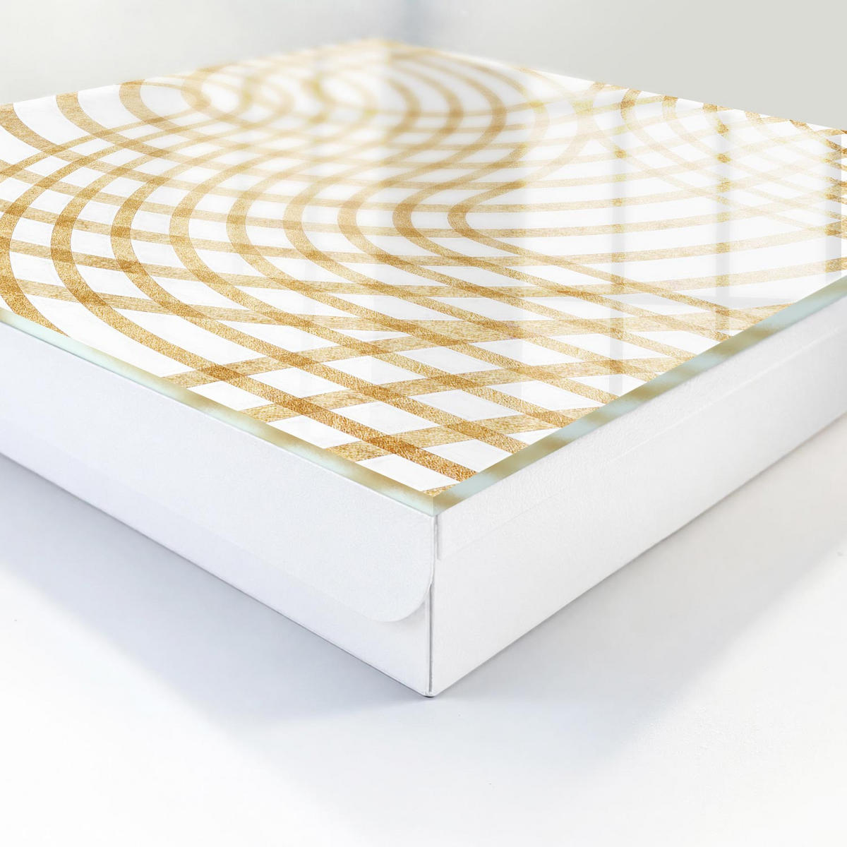 SCHLÜSSELBOX Weiß 30x30 cm – Türöffnung nach rechts - Geschwungene Linien - Gelb, Metall (30/30/5cm) - TULUP