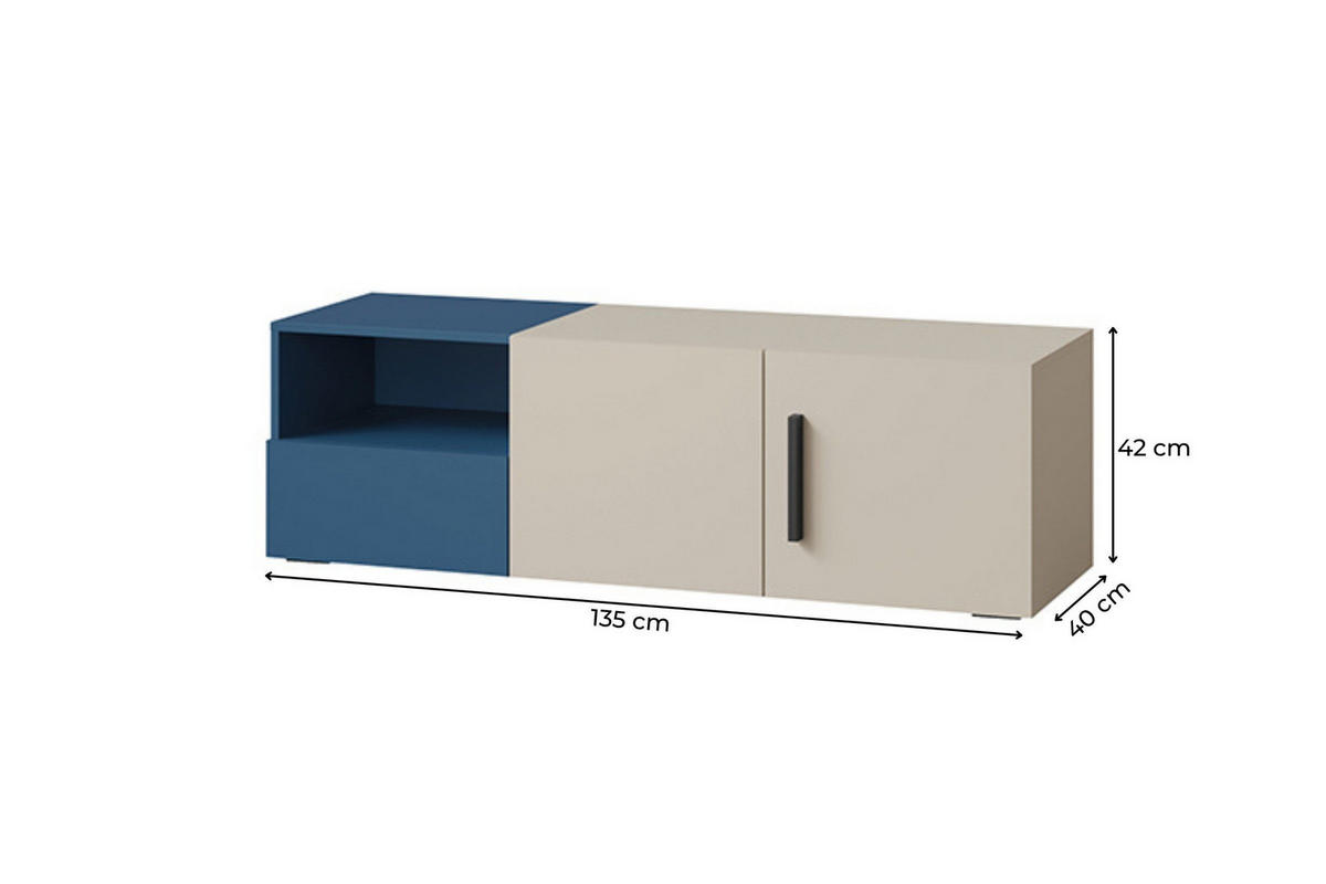 TV-LOWBOARD LIMA 09 135/42/40 cm in Kaschmir/Meeresblau - Kaschmir/Blau, Holzwerkstoff (135/42/40cm) - Deine Möbel 24