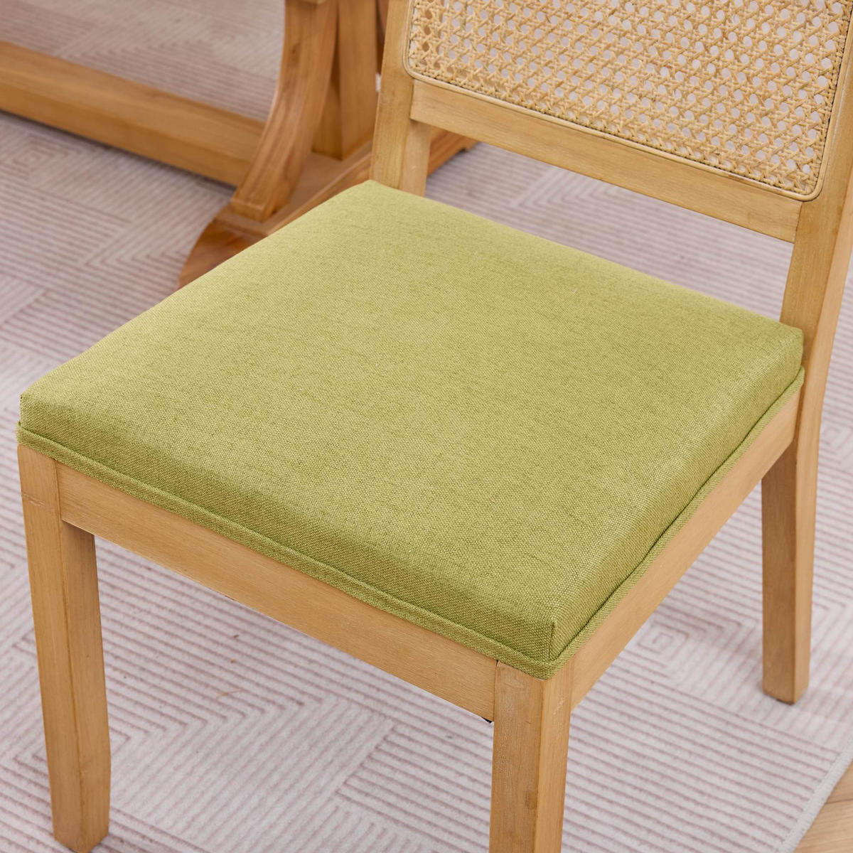 STUHL-SET DE-36363 2 Stück mit Rattan-Rückenlehne Olivgrün - Grün, Holz (48/86.5/56cm) - ComfortXL