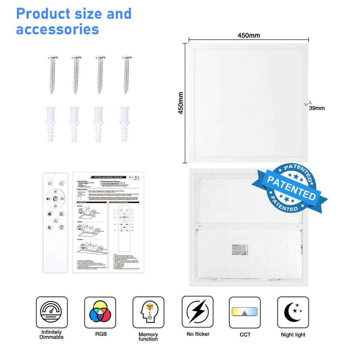 DECKENLEUCHTE PA1021 LED Panel 45/45/3.9 CM 2er-Set - Weiß, Metall (45/45/3.9cm) - LOVHAUS