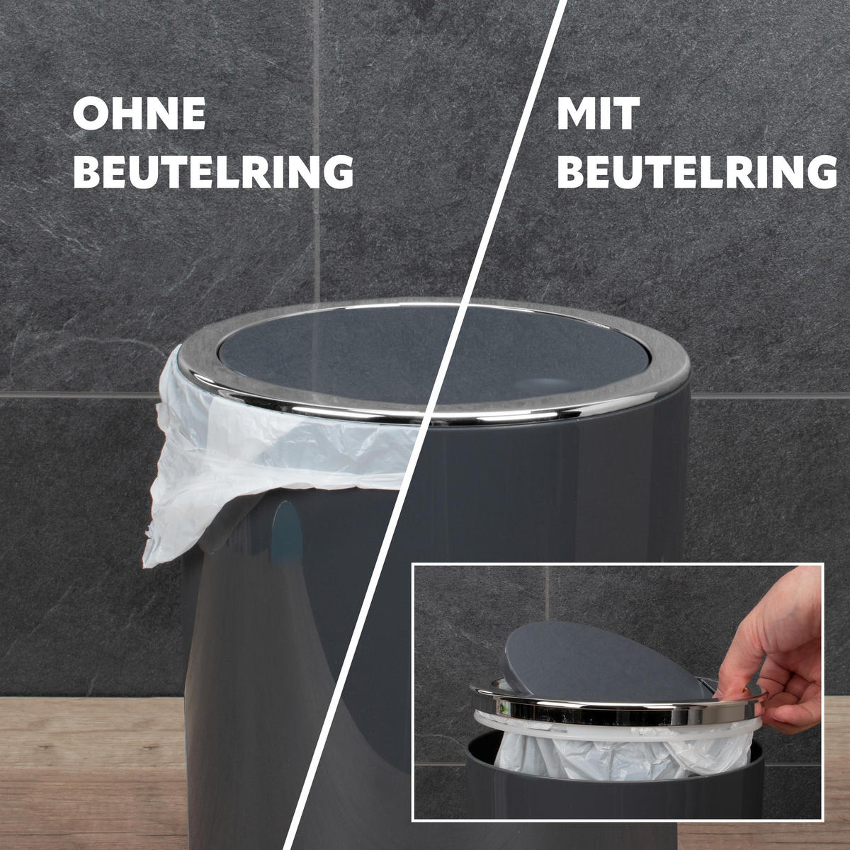 BAD-SET 3tlg. SAVONA, grau - Grau, Kunststoff (19/24.5/19cm) - bremermann