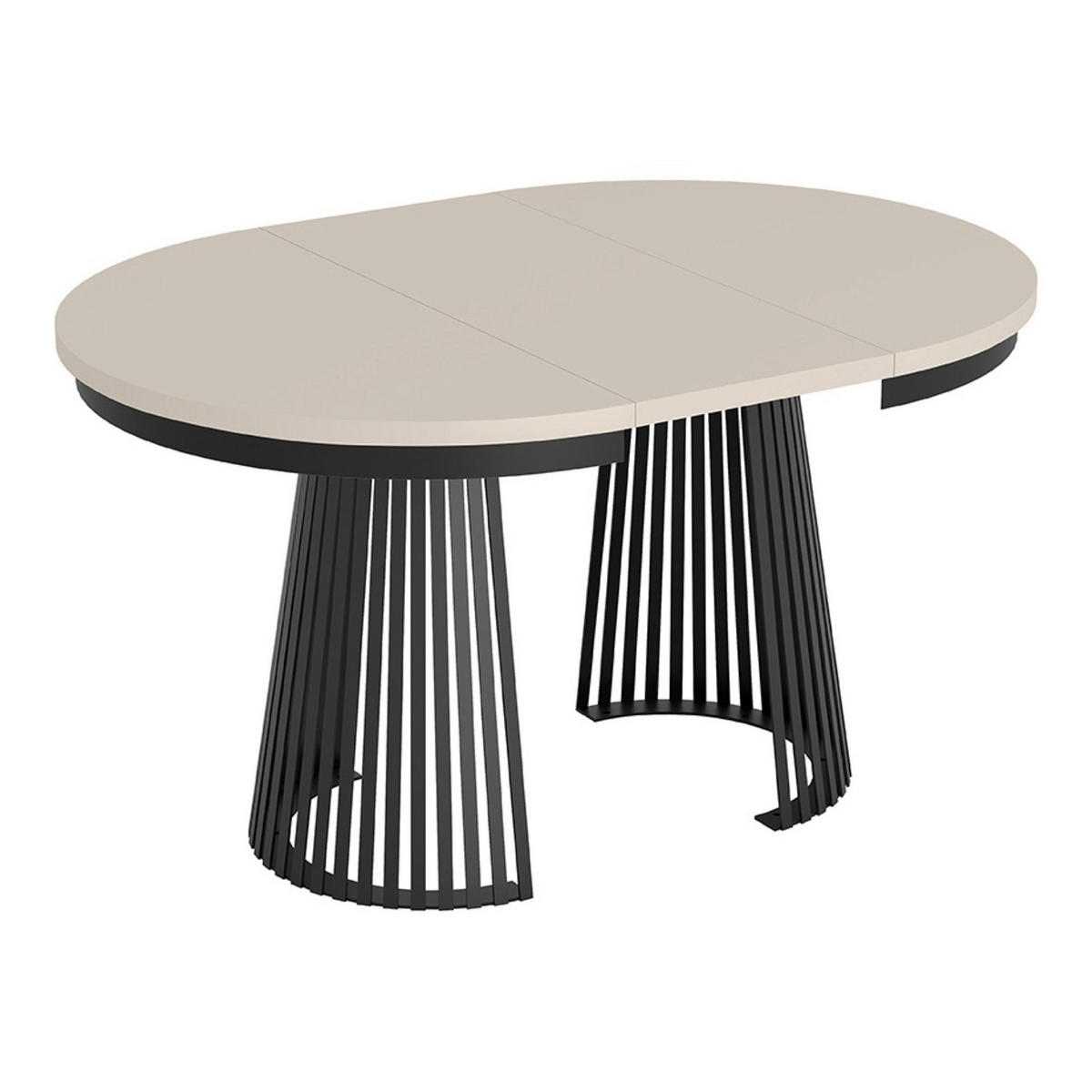 ESSTISCH Garda rund ausziehbar 100-180 x 100 x 76,6 cm Kaschmir/Schwarz - Kaschmir/Schwarz, Holzwerkstoff (100/100/76.6cm) - Koseto
