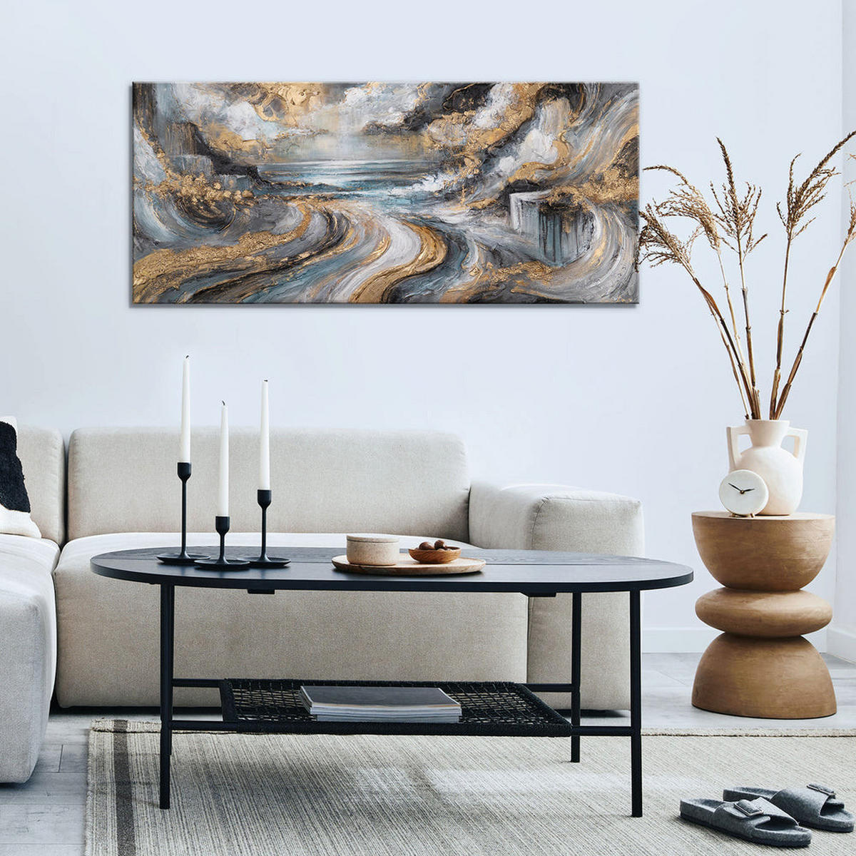 GEMÄLDE Gold der Winde auf Keilrahmen 115x50 cm - Multicolor, Holz (115/50cm) - YS-art gallery