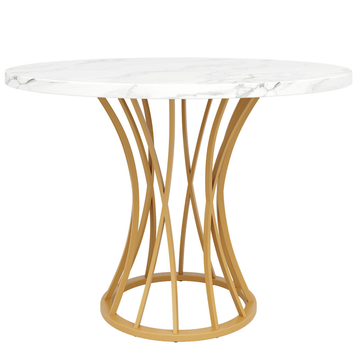 ESSTISCH rund 80x80 cm MDF mit Marmormuster Metall Golden - Goldfarben, Metall (80/80/76cm) - Meubliv