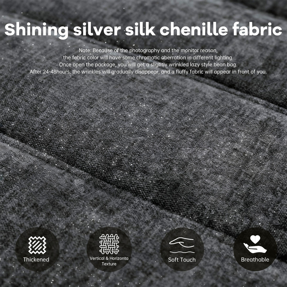 SITZSACK aus glänzendem Chenille mit Ergonomie - Grau, Textil (90/80/100cm) - Urban Meuble