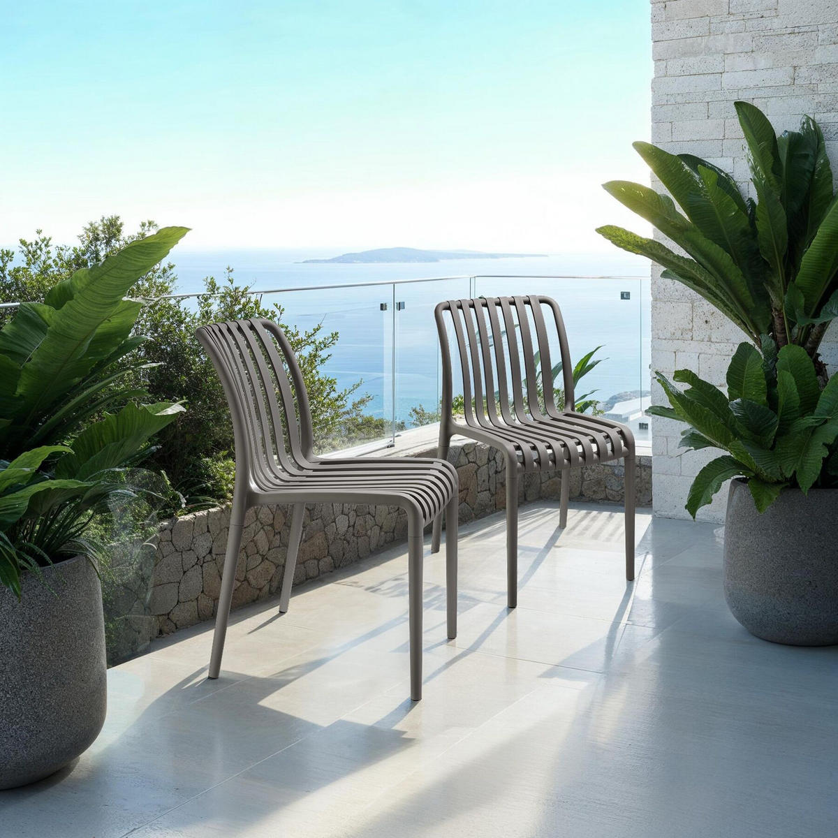 GARTENSTÜHLE Alcudia,47 x 58 x 80,5 cm, Belastbarkeit 110 kg,anthrazit - Anthrazit, Textil (47/80.5/58cm) - tectake
