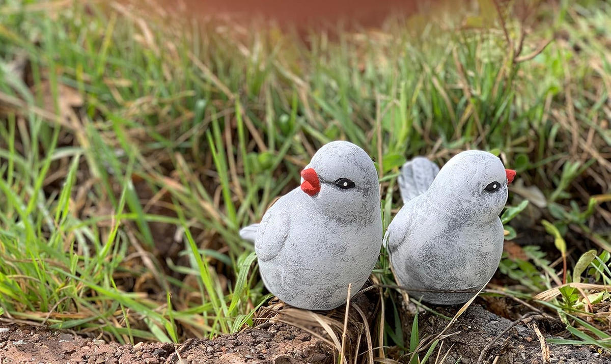 STEINFIGUR 2er Set Vögel – frostfeste & wetterfeste Gartendeko aus Steinguss - Grau, Stein (6/10/11cm) - stoneandstyle