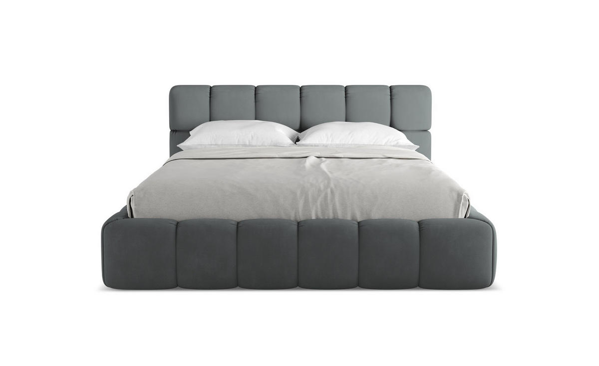 POLSTERBETT mit Bettkasten und Lattenrost 180x228 Grau - Schwarz/Graphitfarben, Kunststoff/Textil (160/200cm) - Makamii