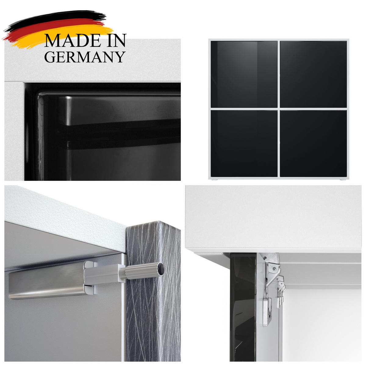 HIGHBOARD Cuba Türen in Schwarz matt - Schwarz, Holzwerkstoff (104/105.5/35.5cm) - Vladon