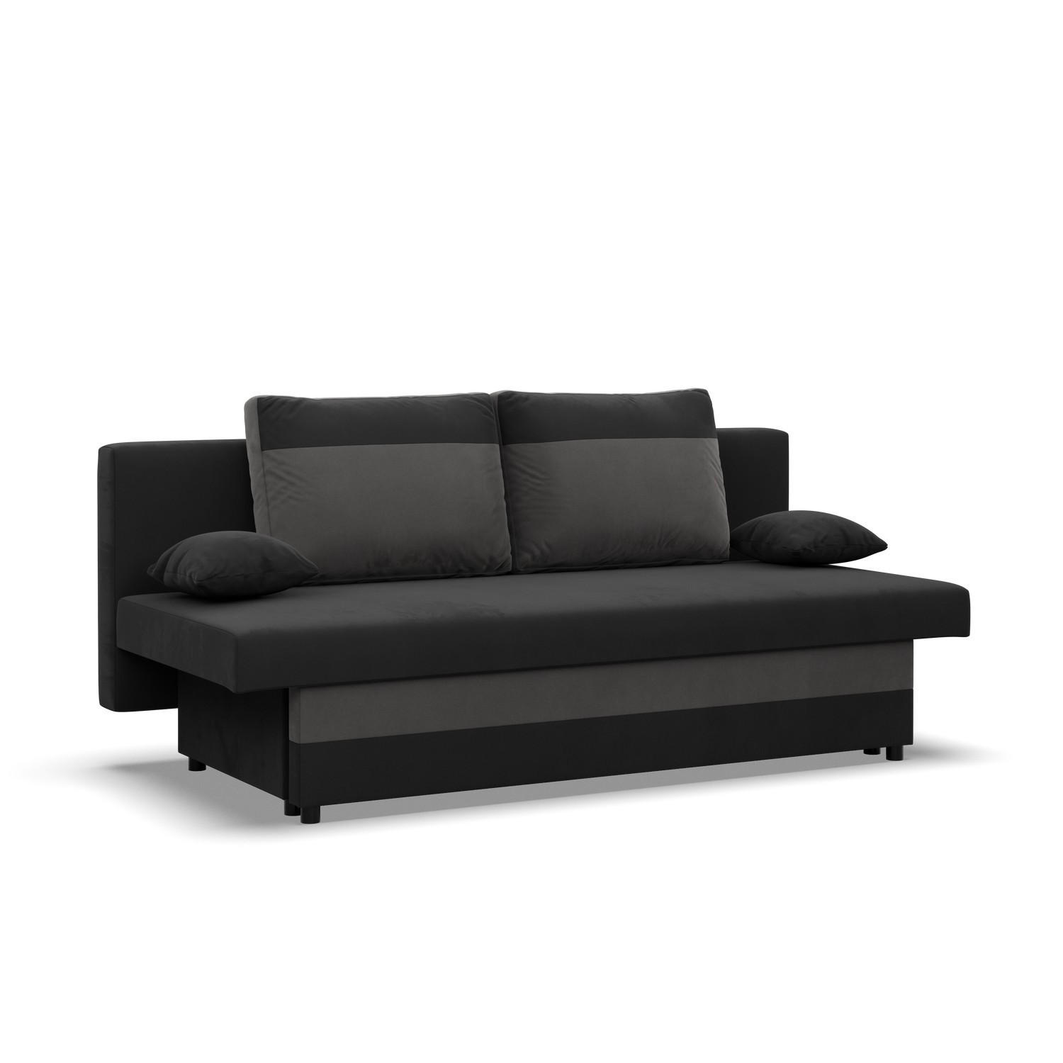 SOFA 3-SITZER MIT SCHLAFFUNKTION NOLA Schwarz/Grau - Schwarz/Grau, Textil (86/85/191cm) - Mebligo