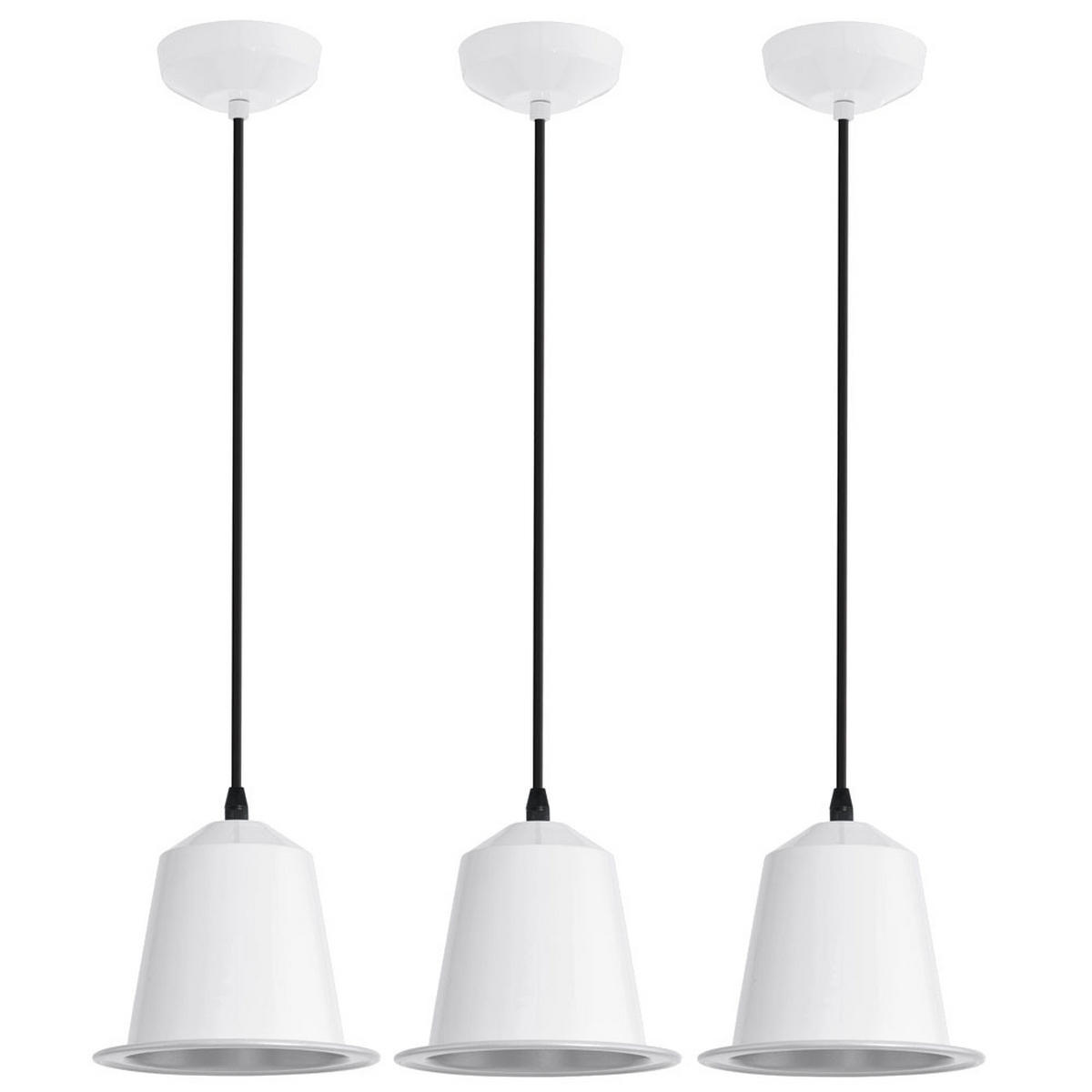 LED HÄNGELEUCHTE Ginosa Stahl Weiß 3er Set - Weiß, Metall (17.5/17.5/110cm)