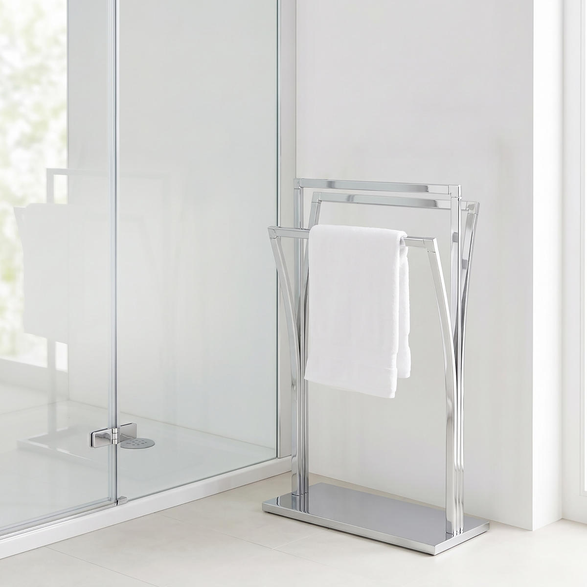 HANDTUCHSTÄNDER Silber Edelstahl verchromt 3 Stangen 86x50x20 cm - Silberfarben, Metall (50/86/20cm) - Relaxdays