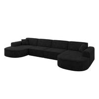 WOHNLANDSCHAFT MARI-U2 - 388x171x79 cm Schwarz Velours - Schwarz, Holzwerkstoff/Kunststoff (388/79/171cm) - ALTDECOR