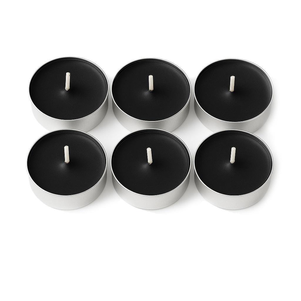 TEELICHTER Basic Schwarz 22.5/15.5/3 cm - Schwarz, Naturmaterialien (3/1.5/3cm) - Mondex