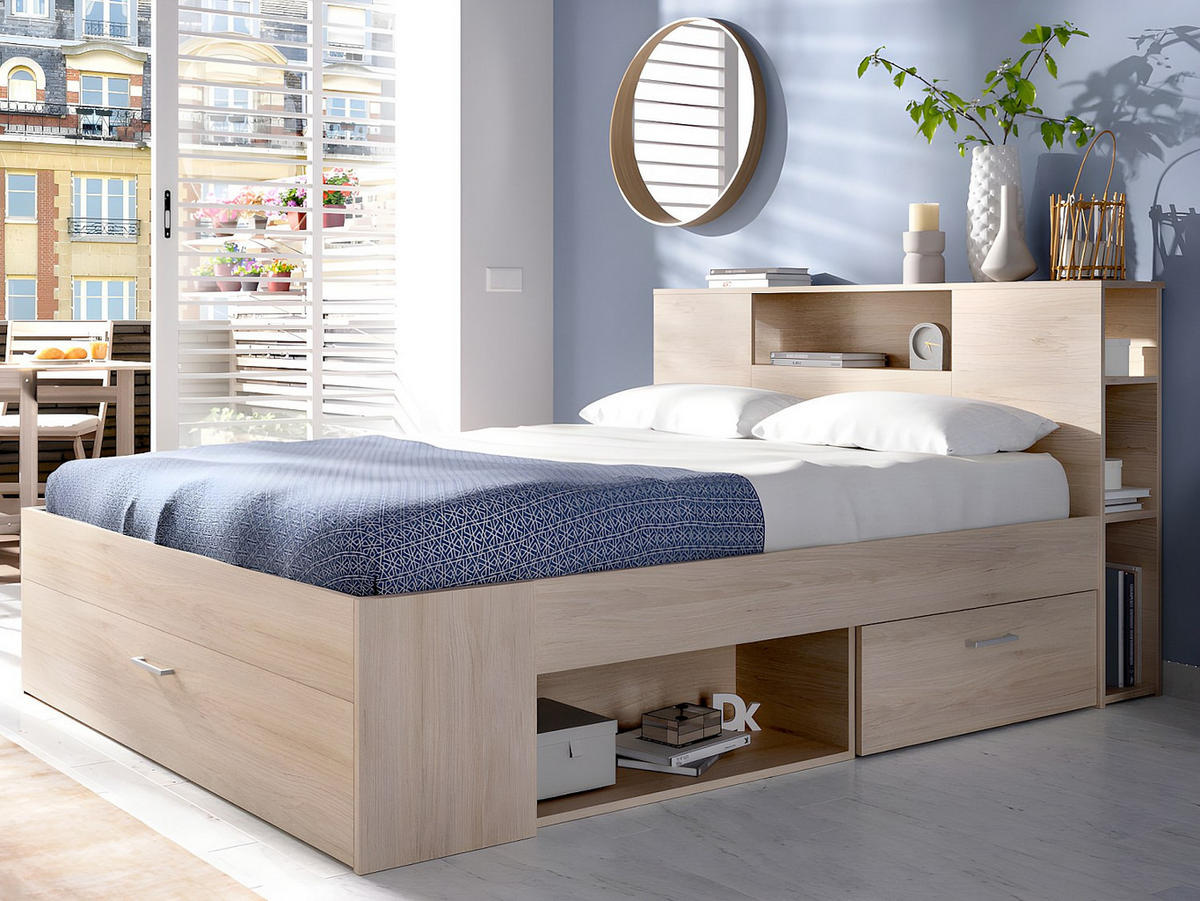 BETTRAHMEN - 2 Personen - Holz, Platte - Naturfarben Hell - - Naturfarben, Holz (160/200cm) - Vente-Unique