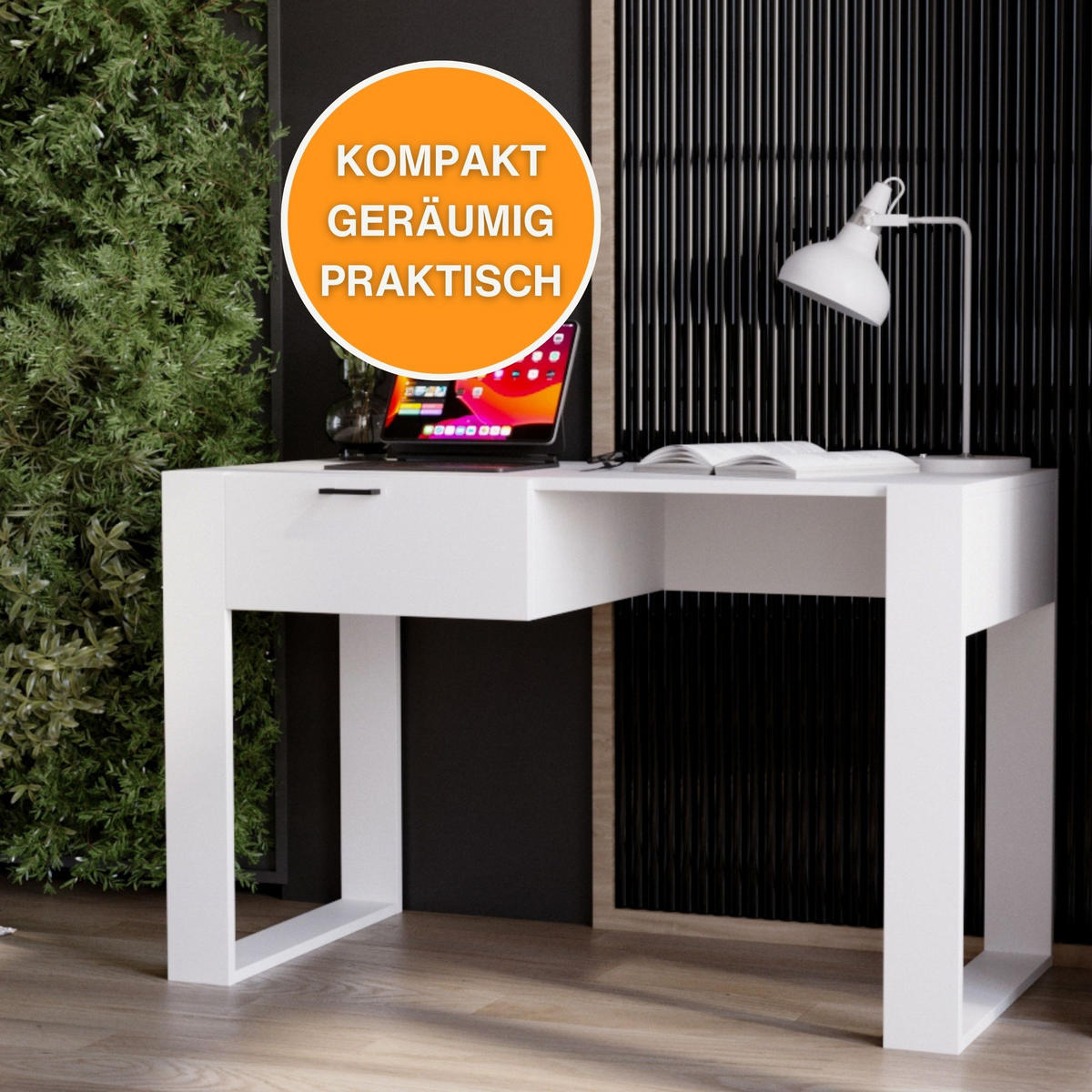 SCHREIBTISCH Weiß 120/73/53,6 cm - Weiß, Holzwerkstoff (53.6/120/73cm) - CraftPAK