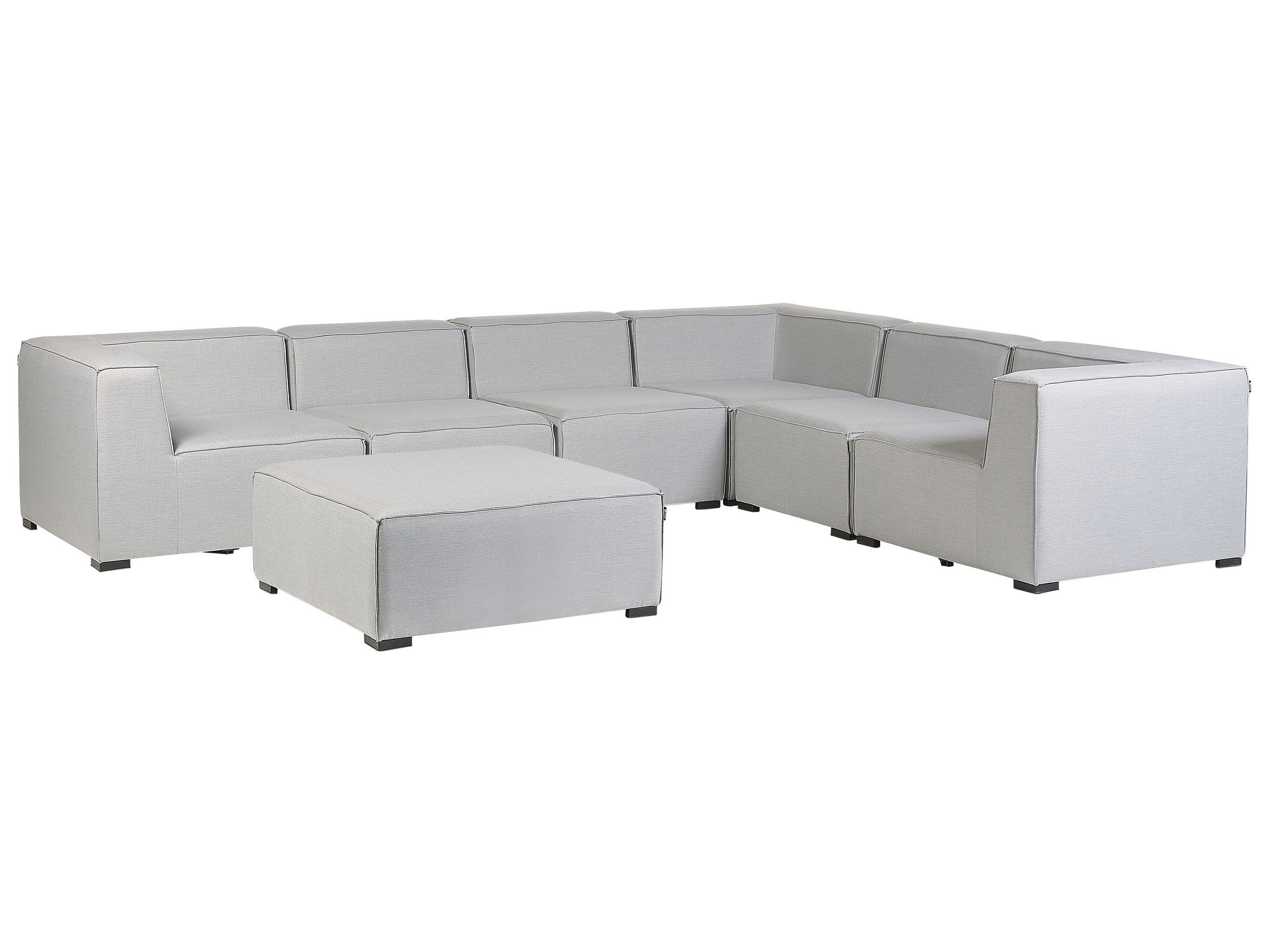 LOUNGE SET 7-Sitzer hellgrau rechtsseitig modular Arezzo - Hellgrau, Textil - Beliani