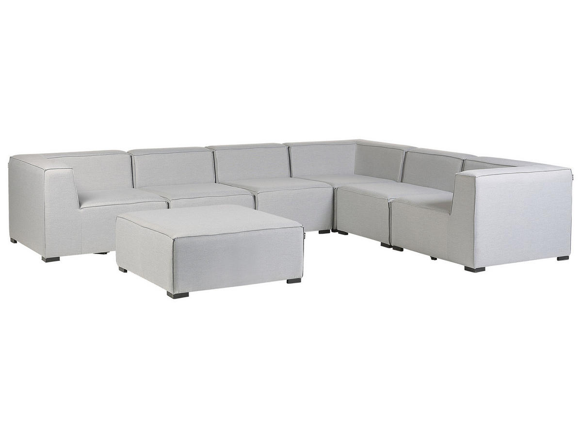 LOUNGE SET 7-Sitzer hellgrau rechtsseitig modular Arezzo - Hellgrau, Textil - Beliani