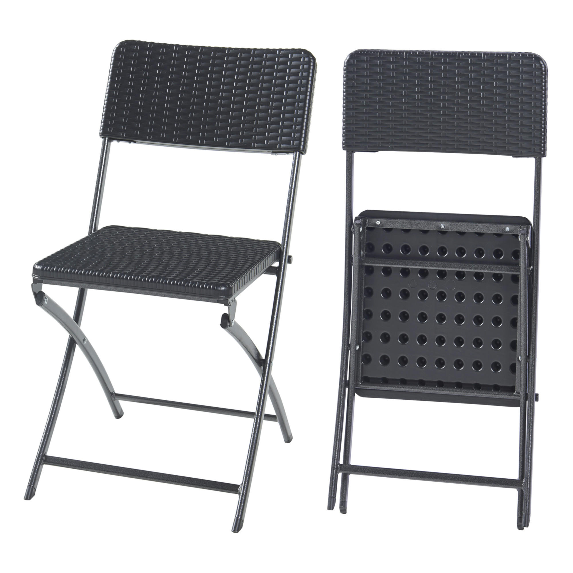 KLAPPSTUHL-SET 2 TLG. Mark - Schwarz, Kunststoff/Metall (45/81/58cm) - [en.casa]