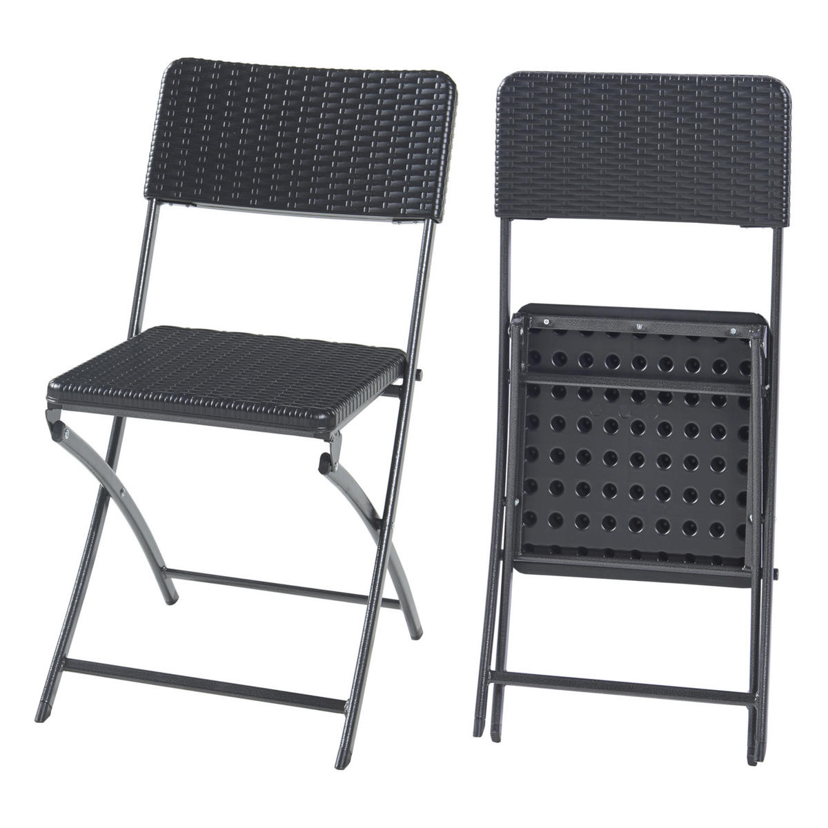 KLAPPSTUHL-SET 2 TLG. Mark - Schwarz, Kunststoff/Metall (45/81/58cm) - [en.casa]